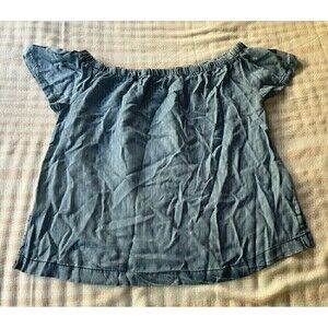 Velvet Heart Blue Denim Cotton Off The Shoulder Short Sleeve XL